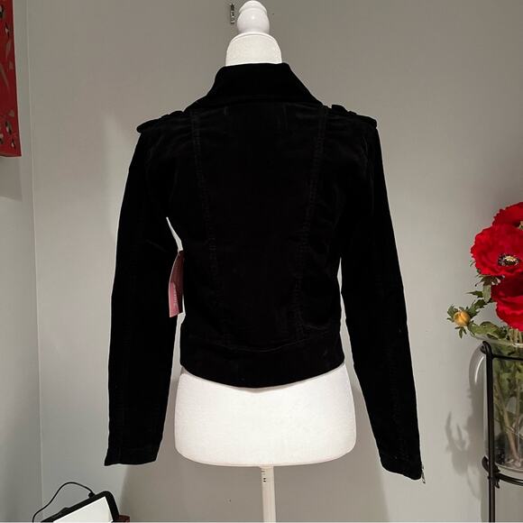 NEW Juicy Couture Corduroy Ribbed Structured Moto Jacket Asymmetrical Zip Black… - Picture 5 of 16